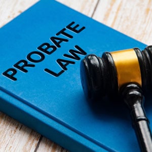 Probate Law Book and Gavel on a table